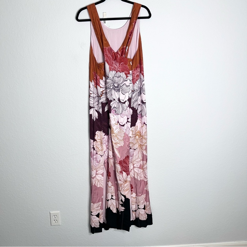 Anthropologie Maeve Maxi Dress Women’s XL Floral Twist Back Orange Slit Sides Q - Picture 5 of 11